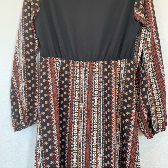 Shein Boho Peasant Dress Collared Long Sleeve Button Front Women's Large - Picture 10 of 12